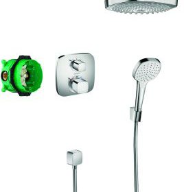 Hansgrohe Croma Select E showerset compleet met ecostat e thermostaat chroom 27294000