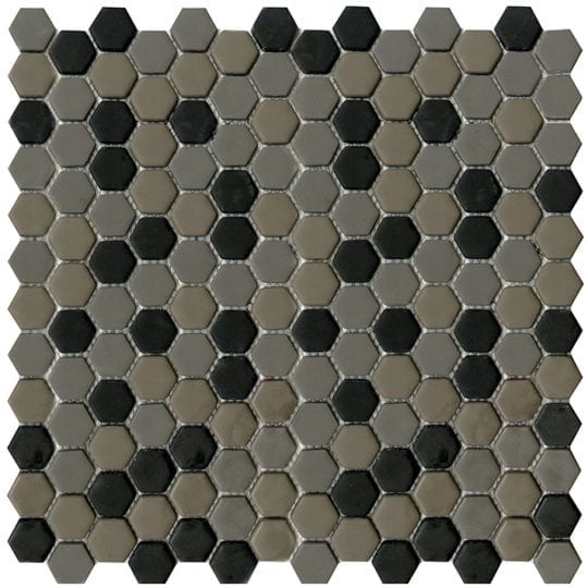GLAZE HEXAGON GREYS/BLACKS MATT 30.2