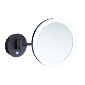 Smedbo Outline vergrotingsspiegel met LED licht mat zwart 5x vergrotend FK485EBP