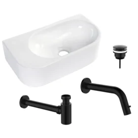 Regn fonteinset links met inbouwkraan compleet, gunmetal black 30011GM