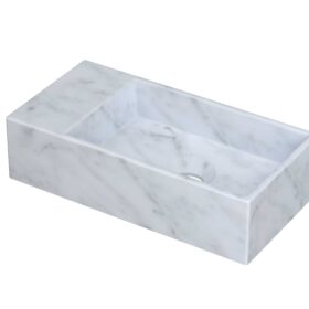 Sanibell Ink Versus fontein, 36x18x9cm, mat wit marmer, zonder kraangat links