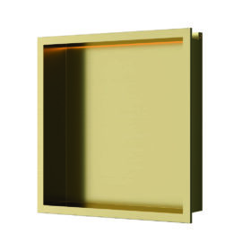 Luca sanitair inbouwnis met LED verlichting 30x30x6,5cm geborsteld goud LUN3031BG