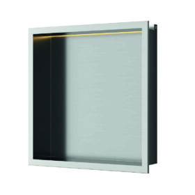 Luca sanitair inbouwnis met LED verlichting 30x30x6,5cm RVS LUN3031BN