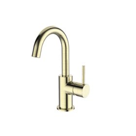 Regn coldstart wastafelkraan gebogen champagne 10003CH