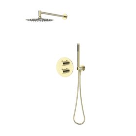 Regn thermostatische regendouche inbouwset met ronde achterplaat champagne 15004CH