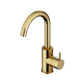 Hotbath Cobber CB004BB wastafelkraan met draaibare uitloop geborsteld goud